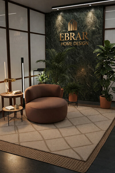 Ebrar Home Design Luvia Modern Kadife Berjer - Kavisli Tasarım Tekli Koltuk