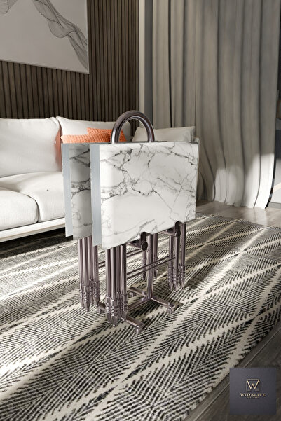 vidalife Çanta Zigon Sehpa, 4'lü Sehpa, Zigon Sehpa, Servis Sehpası, Camlı Se...