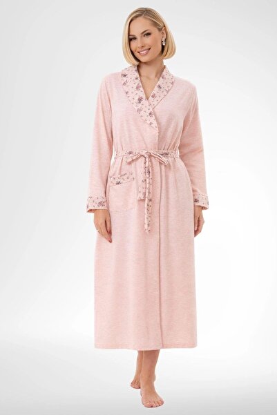 Mecit Pijama Plus Size Women's Long Sleeve Dressing Gown 80% Cotton 20% Viscose