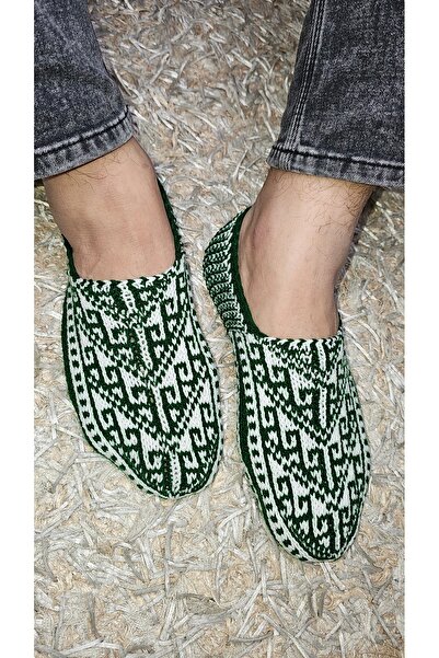 Butik Gültürkmen El Örgüsü Türkmen Milli Desenli Kadın Erkek Kışlık Patik Mul...