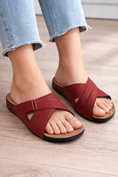 GEZER naturela kırmızı terlik