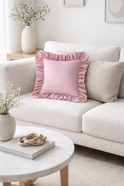 RİTMOHOME Fırfırlı, Vintage, Country, Iskandinav, Bohem 45x45 Dekoratif Kırle...