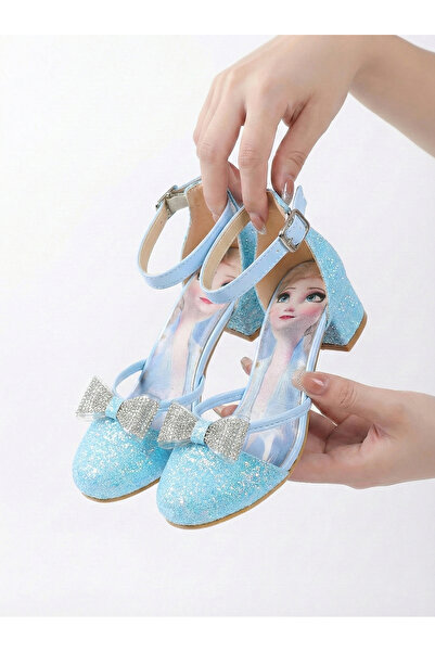 BDKButik Patoz Princess مطبوعة بفيونكة للأطفال، أحذية سهرة بكعب عالٍ