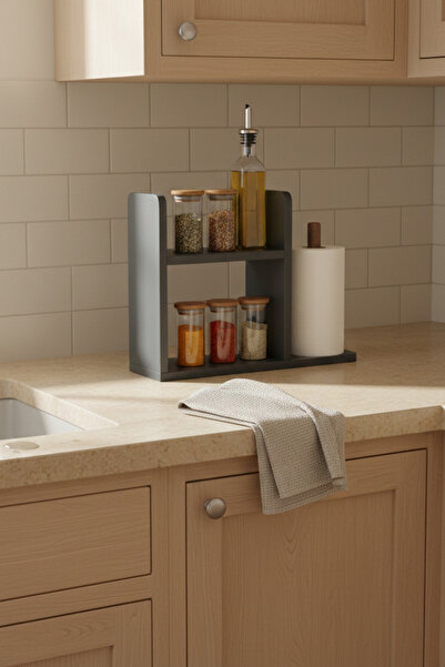 UMN DECOR Modern Ahşap Mutfak Düzenleyici Raf - Kağıt Havluluklu Tezgah Üstü ...