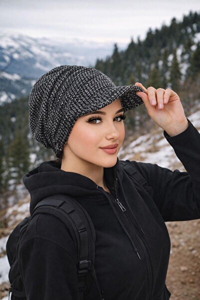 Aişe tesettür Siyah Melanj Tesettür Şapka