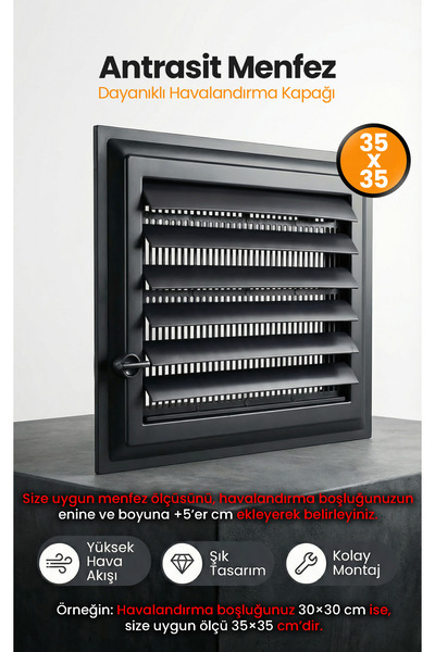 ÖZFIRAT PVC YAPI Menfez 35x35 CM - Banyo, Tuvalet - WC Havalandırma Menfezi -...