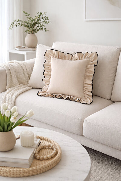 RİTMOHOME Fırfırlı, Vintage, Country, Iskandinav, Bohem 45x45 Dekoratif Kırle...