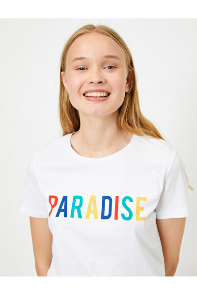 Koton Γυναικείο T-shirt Letter Printed Ecru 0yal18216ık