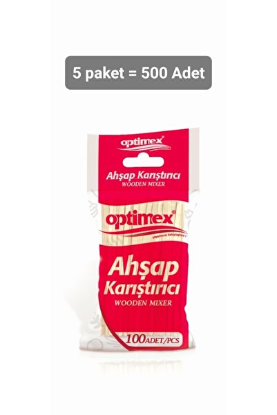 OPTİMEX Ahşap (Tahta) çay kahve karıştırıcısı 500'lü