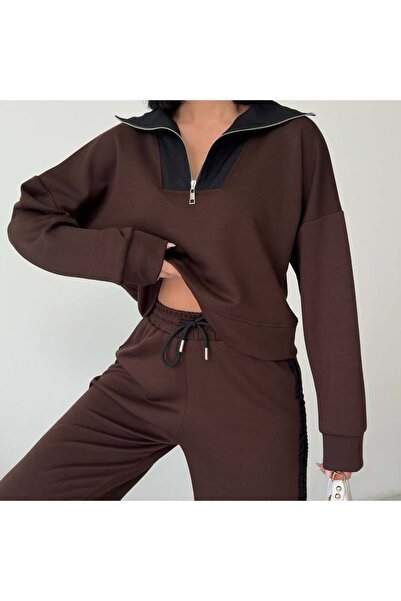 Tarzımızbir بدلة رياضية من قماش المودال بسحاب نصفي للقفز بالمظلات