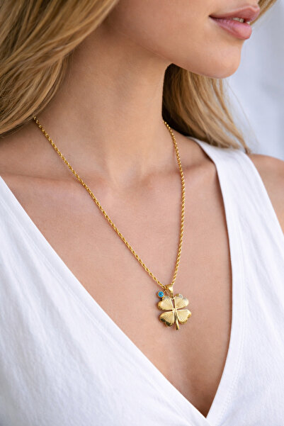 Yush aksesuar ÇELİK YONCA KOLYE