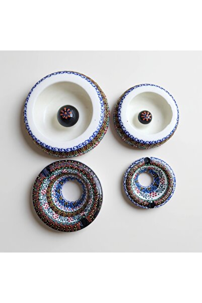 sharp&art Σετ 2 κεραμικών τασάκια τσιγάρων χειροποίητης εργασίας με καπάκια -...