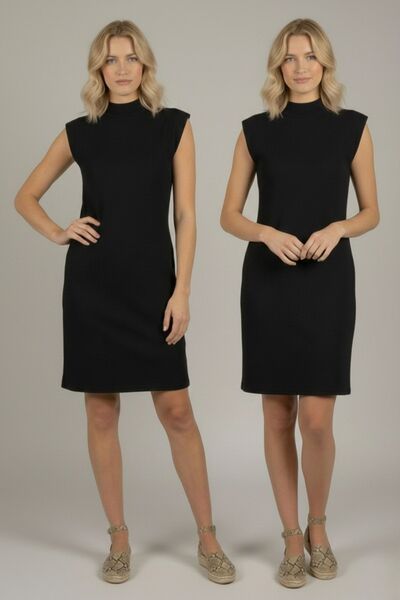 Betimoda Жіноча туніка з високим коміром без рукавів, віскоза, 2 штуки, чорна