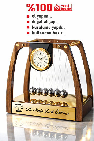 MİNYATİK KİŞİYE ÖZEL - El yapımı - Ahşap premium Newton Denge TOPU - TİKTOP S...
