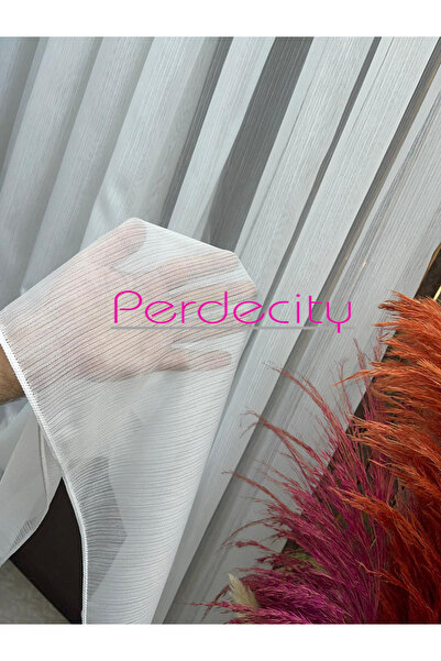 PERDECITY Simli Bambu Şantuklu Kırışmaz Ütü Istemez Tül Perde 1e 3kat Pileli Tül