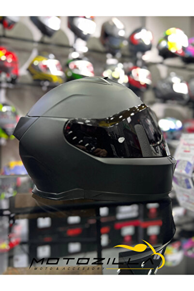 Shark Skwal i3 Dark Shadow Mat Siyah Siyah Vizörlü(+1 Şeffaf Vizör) Ledli