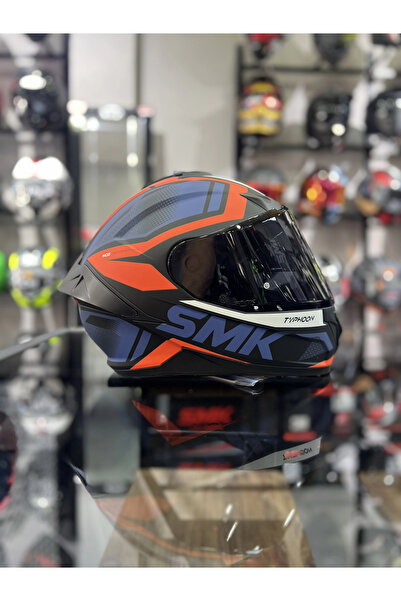 SMK Typhoon Thorn Turuncu Kapalı Kask Şeffaf Vizörlü