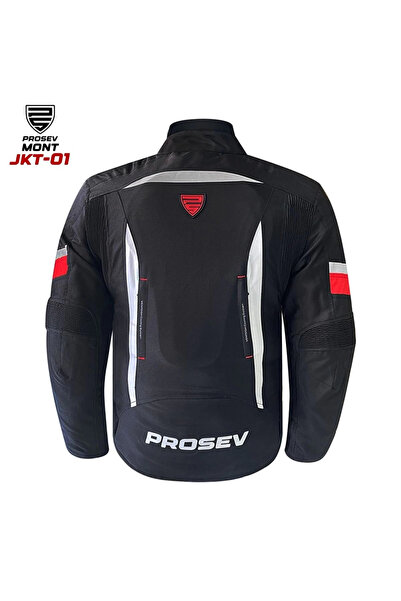 Prosev Jkt‑01 4 mevsim Motosiklet Montu – Siyah/kırmızı