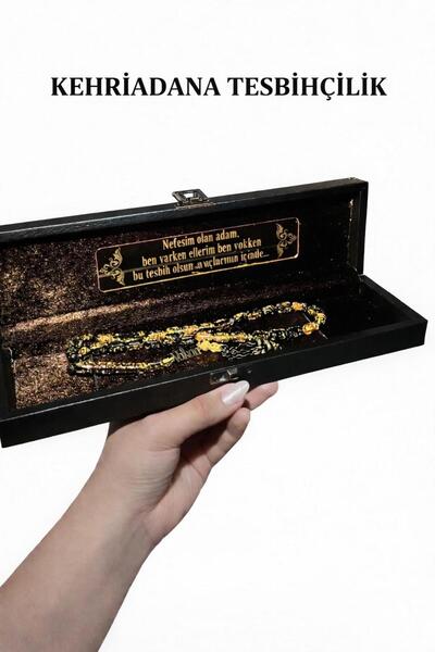 TesbihStory ALTIN WARAK ALTIN TOZU KEHRIBAR TESBIH 925 AYAR GÜMÜŞ İSME ÖZEL İ...