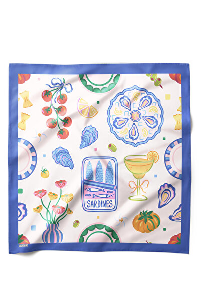 HAWWA وشاح باندانا منقوش بنمط السردين مستوحى من البحر الأبيض المتوسط