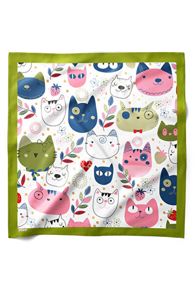 HAWWA وشاح باندانا بنمط قطة لطيف