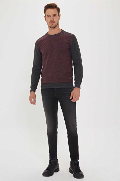 Lee Cooper Newdiagonal men's crew neck sweatshirt - burgundy