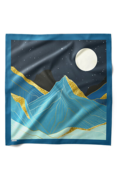 HAWWA وشاح باندانا منقوش بمناظر ليلية مع تفاصيل ذهبية