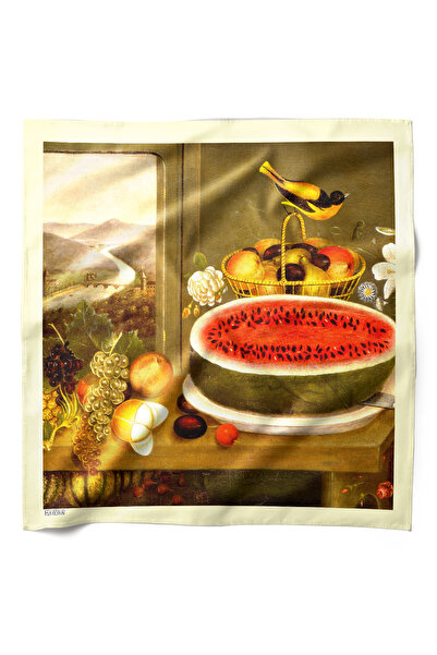 HAWWA وشاح باندانا بنمط الفواكه والطيور