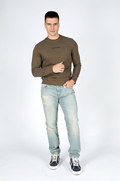Lee Cooper Dorre Erkek O Yaka Sweatshirt Olive