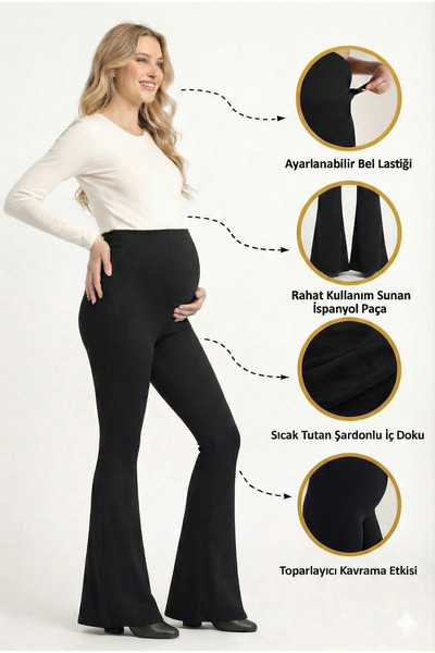 Dorya Belly Moon Thermal Fleece-Lined Warm Stretchy Adjustable Waist Winter F...