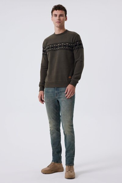 Lee Cooper سويت شيرت رجالي من سيث بلون الكاكي