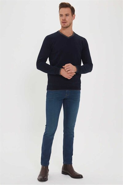 Lee Cooper Newdwade Erkek V Yaka Sweatshirt Lacivert