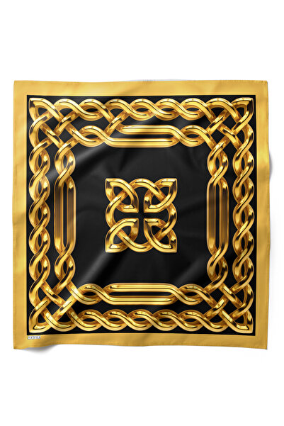 HAWWA وشاح باندانا منقوش بسلسلة ذهبية