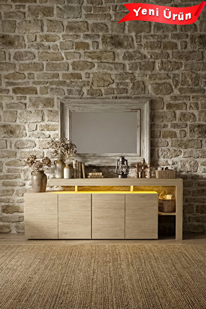 Platinreyon Luma Ledli Konsol TV Ünitesi 192cm Meşe Desen