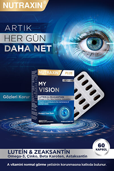 Nutraxin My Vision Eyes Vitamin 60 Soft Jel - Lutein, Zeaxanthin, Omega3, Çinko, Astaksantin, Beta K