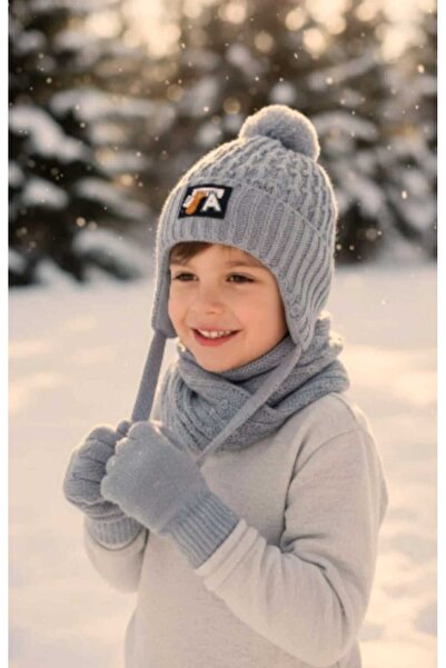 Aware Time Set 3 piese pentru băieți de 4-8 ani, cu eșarfă polară, mănuși și ...