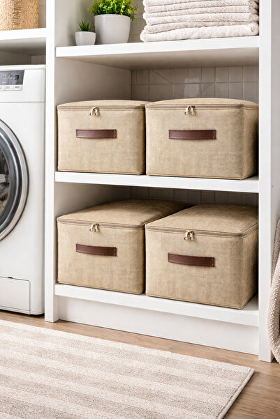 LUXWAY HOME Jüt 4'lü Set Çok Amaçlı Baza ve Dolap İçi Düzenleyici Kutu Hurç 3...