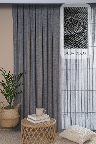QUBA DECO Premium Seri Yoğun Dokulu Pileli Tül Perde Salon Oturma Odası Yatak...