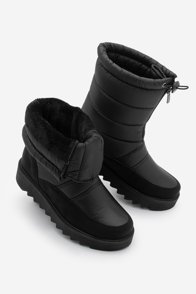 Marjin Cizme de zăpadă de damă cu talpă groasă din blană zimțată, fermoar fro...