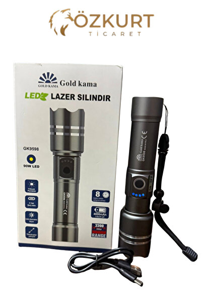 özkurt ticaret Goldkama GK9598 Şarjlı LED El Feneri – Zoomlu | 9000 Lümen | G...