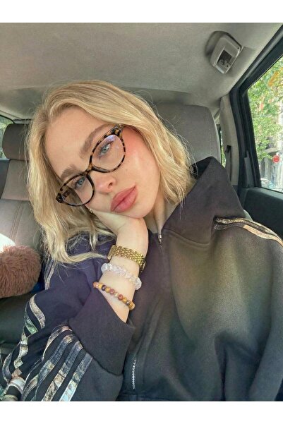 funeyes Dina Leopard-Print Glass-Changing Popular Small Cat Eye Blue Light Pr...