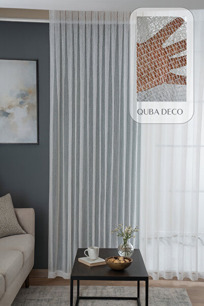 QUBA DECO Modern Macrame Mesh Pleated Tulle Curtain Living Room Bedroom Child...