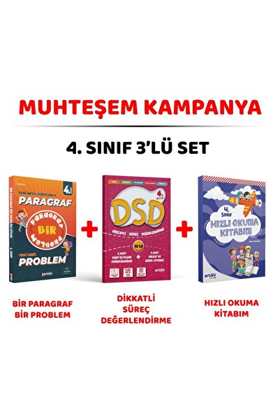 Artıbir Yayınları 4 Sınıf Muhteşem 3 Lü Set (bir Paragraf Bir Problem---dikka...