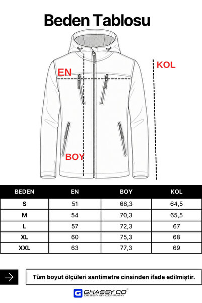 GHASSY CO Erkek Siyah Army Tactical Polar Kapüşonlu Ceket