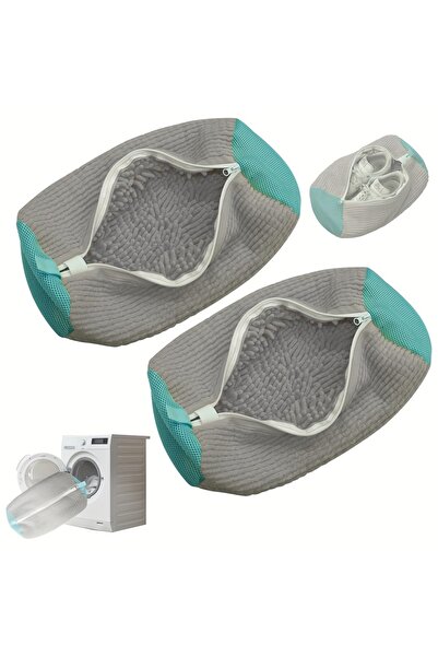 Choice قطعتان رماديتان من أكياس غسيل الأحذية، قابلة لإعادة الاستخدام، أكياس ت...