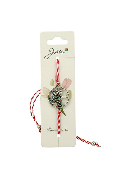 Flippy Martisor Bratara Alb-Rosu cu Pandantiv Metalic, Model 1