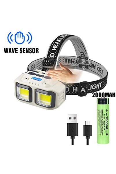 Choice مصباح رأس LED فائق السطوع مزود بمستشعر وبطارية 2000 مللي أمبير، قابل ل...