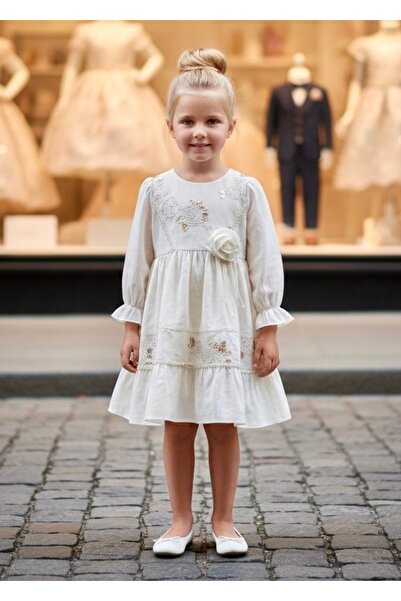 Miaras Girls' Long Sleeve Dress with Embroidery Detailing, Special Design