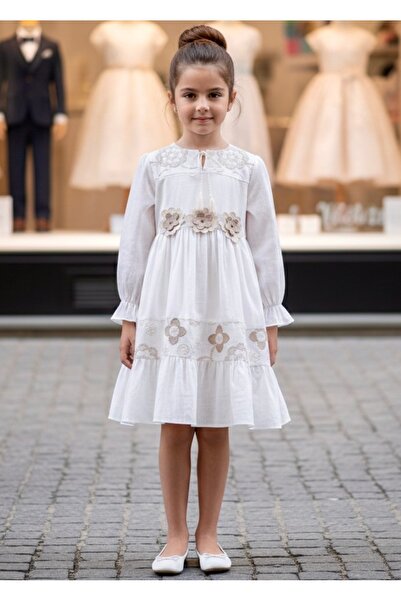 Miaras Girls' Vintage Embroidered Long Sleeve Special Design Dress