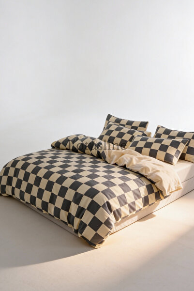 Lotusline Checkerboard Pattern Single Duvet Cover Set - Set Fade Resistant Fa...